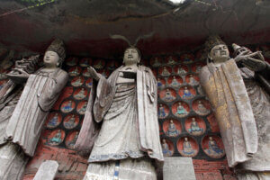 Three Holy Figures Buddha Statues of the Dazhu Stone Carvings