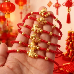 2026 New Year Zodiac Horse Lucky Braided Rope Bracelet Red Thread String Adjustable Bracelets for Womern Men Amulet Jewelry Gift